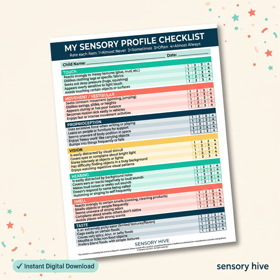 Sensory Profile Checklist for Kids – Printable PDF Download