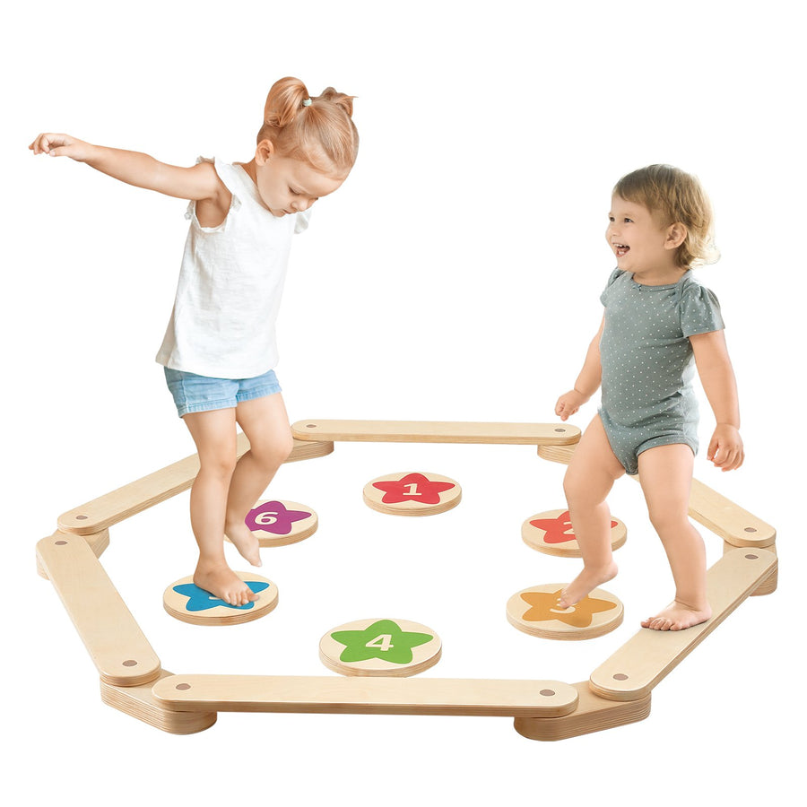 Kids Balance Beam Stepping Stones Set - 6 Colorful Boards
