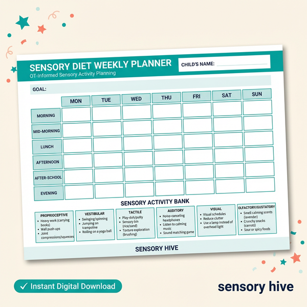 Sensory Diet Weekly Planner PDF for Kids with ADHD and Autism