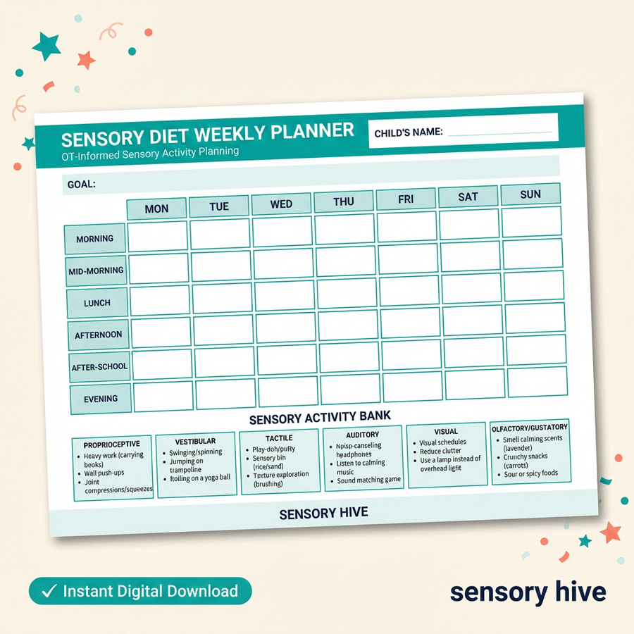 Sensory Diet Weekly Planner PDF for Kids with ADHD and Autism