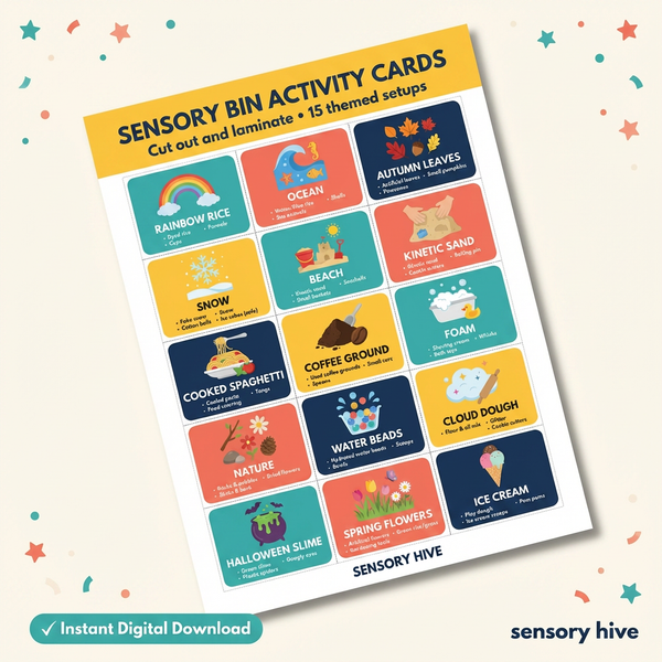 sensory bin activity cards – printable pdf for kids