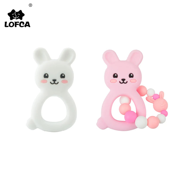 LOFCA Rabbit Silicone Teether for Babies - BPA-Free Teething Toy
