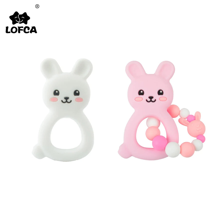 LOFCA Rabbit Silicone Teether for Babies - BPA-Free Teething Toy