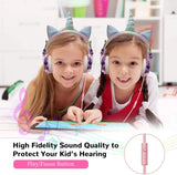 Unicorn Kids Pink Headphones Wired with Microphone for Girls