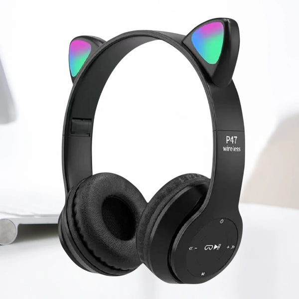 Cat Ear Bluetooth Headphones with LED Light for Kids