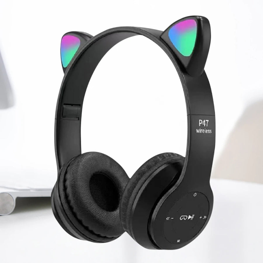 Cat Ear Bluetooth Headphones with LED Light for Kids