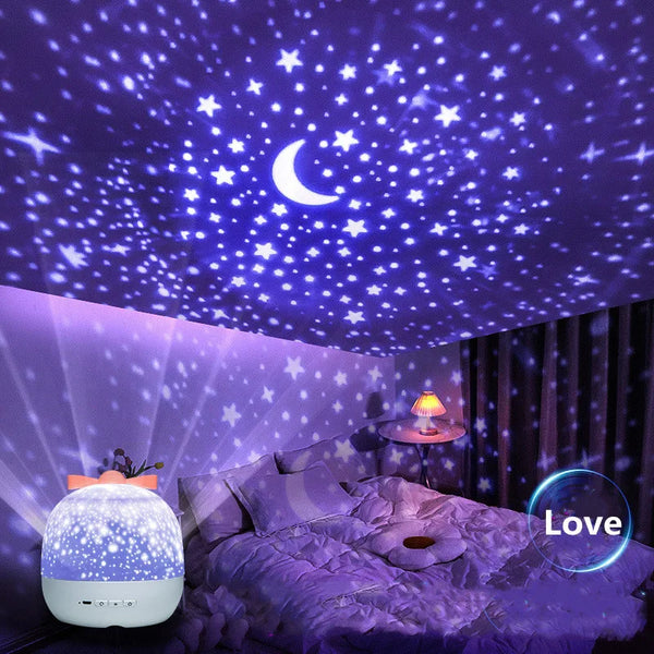 Starry Projector Night Light Rotating Moon Lamp for Kids