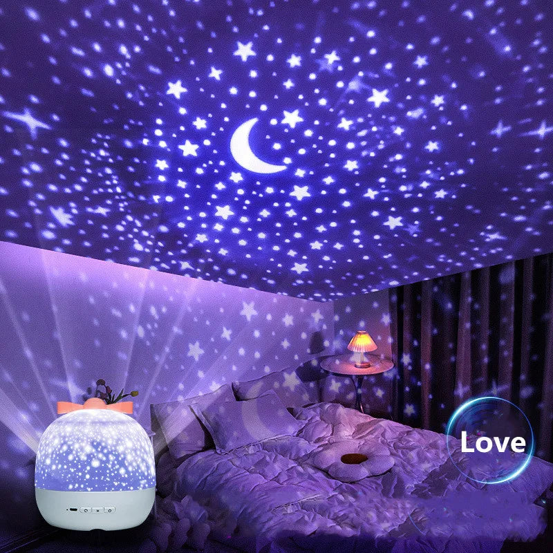 Starry Projector Night Light Rotating Moon Lamp for Kids