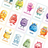 32Pcs Emotion Monster Flash Cards for Kids Learning
