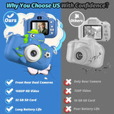Kids Digital Camera 1080p HD with 32GB Card - Dinosaur Design