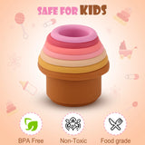 Silicone Hourglass Stacking Cups Montessori Teether Toy 0-36M