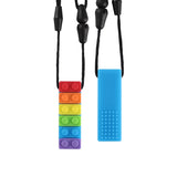 Rainbow Brick Silicone Teether Necklace - 5 Pack for Kids