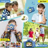 Kids Digital Camera 1080p HD with 32GB Card - Dinosaur Design