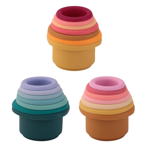Silicone Hourglass Stacking Cups Montessori Teether Toy 0-36M