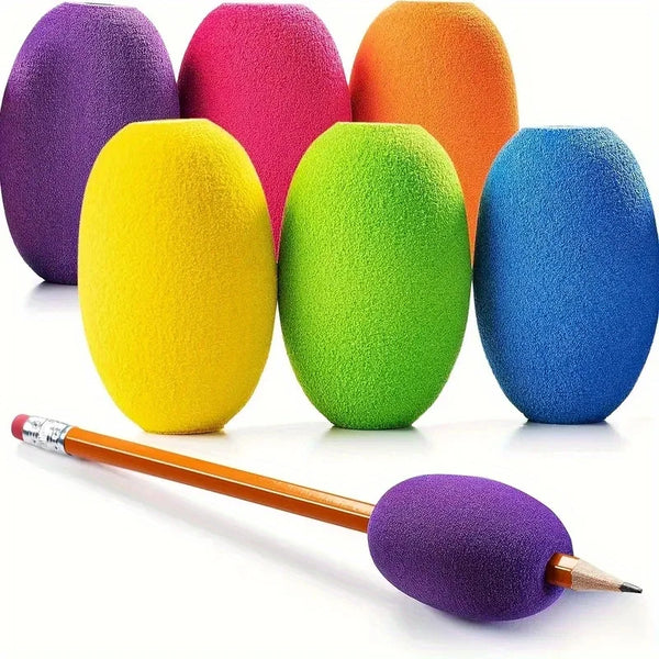 Bright Soft Foam Pen Holder Handles - 6/12pcs, Non-Slip, Ergonomic