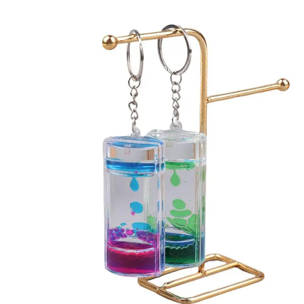 Liquid Motion Timer Keychain Colorful Hourglass Bag Charm