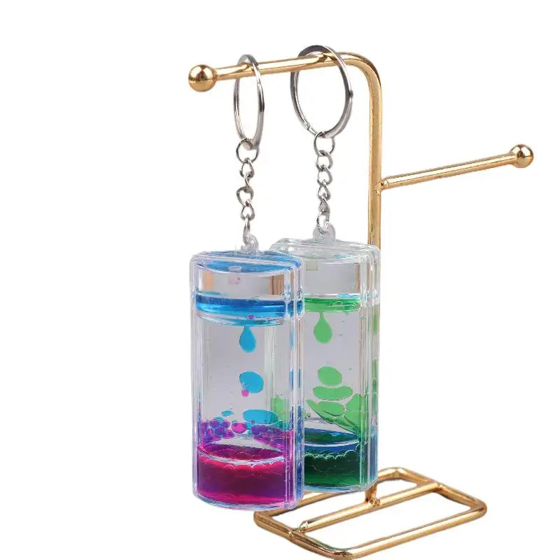 Liquid Motion Timer Keychain Colorful Hourglass Bag Charm