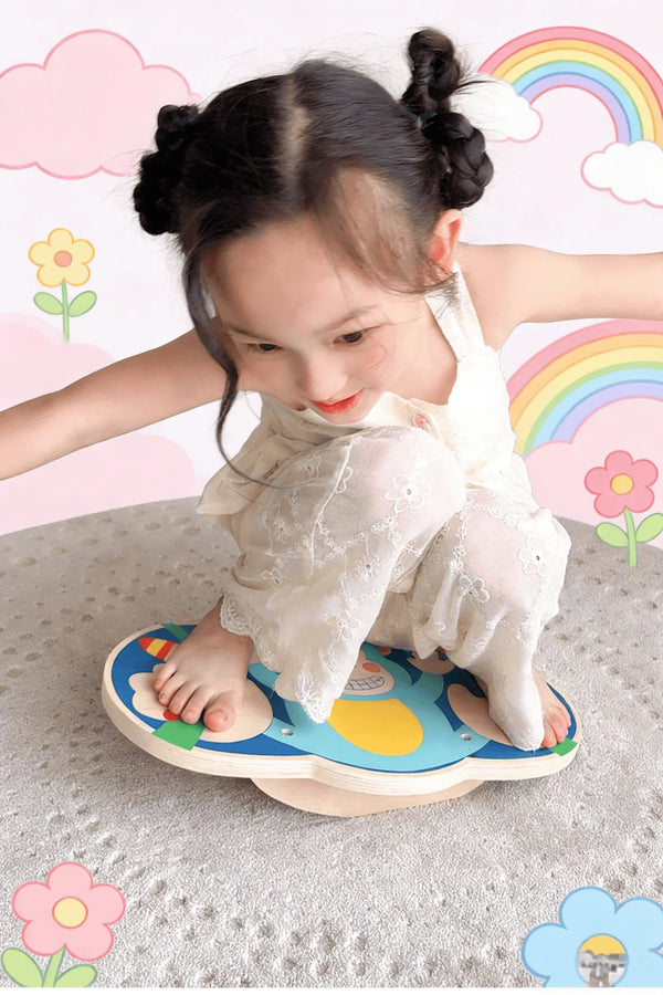 Toddler Wooden Balance Board 30° Wobble Trainer for Ages 3-6