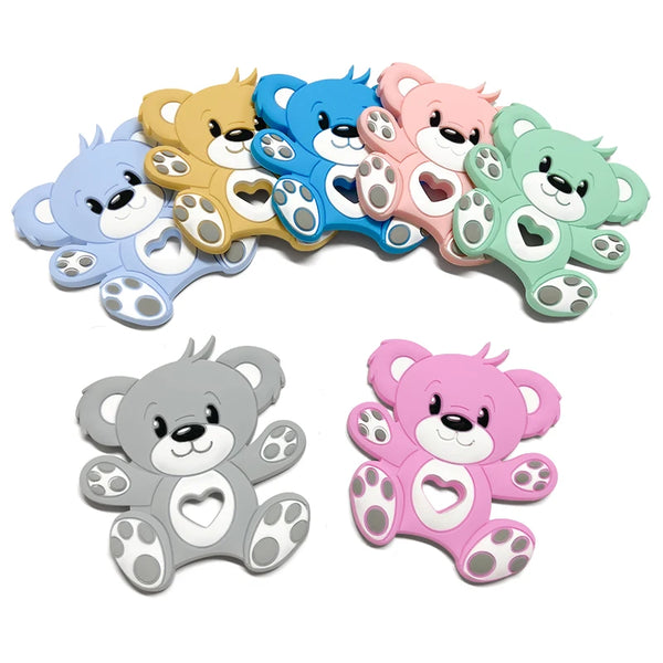 Silicone Bear Baby Teether Toy - Chewable Animal Pendant