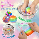 Mini Squishy Stress Balls Set - 6 Rainbow Fidget Toys