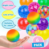 Mini Squishy Stress Balls Set - 6 Rainbow Fidget Toys