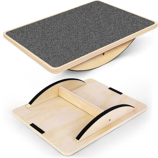 Wooden Balance Board for Leg Workout, Anti-Slip Wobble Board