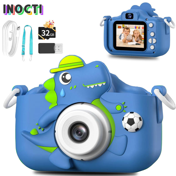 Kids Digital Camera 1080p HD with 32GB Card - Dinosaur Design
