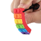 Rainbow Brick Silicone Teether Necklace - 5 Pack for Kids