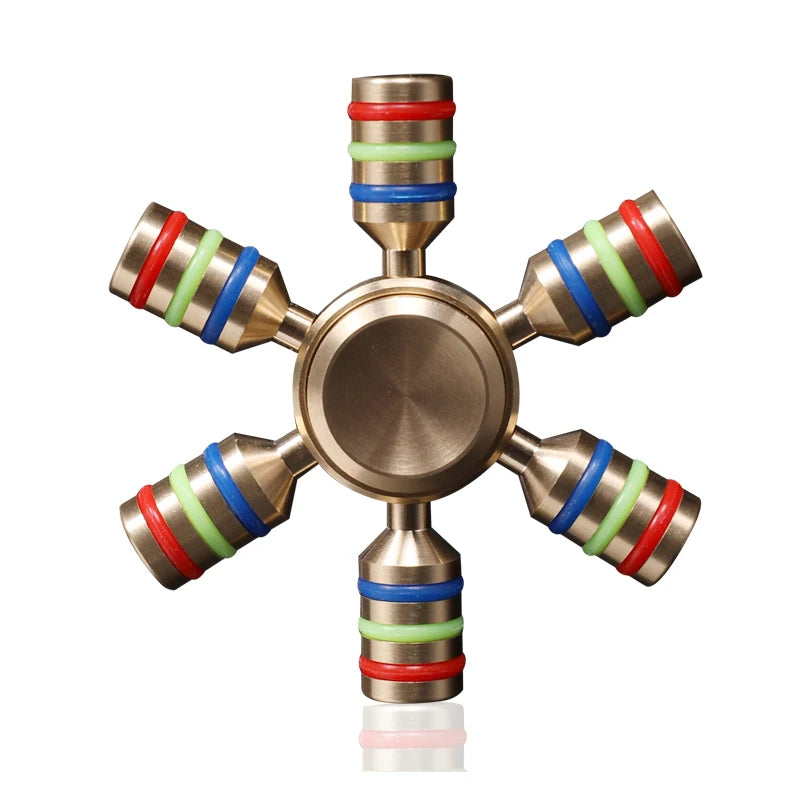 Six Arm Metal Fidget Spinner for Stress Relief - Adults & Kids