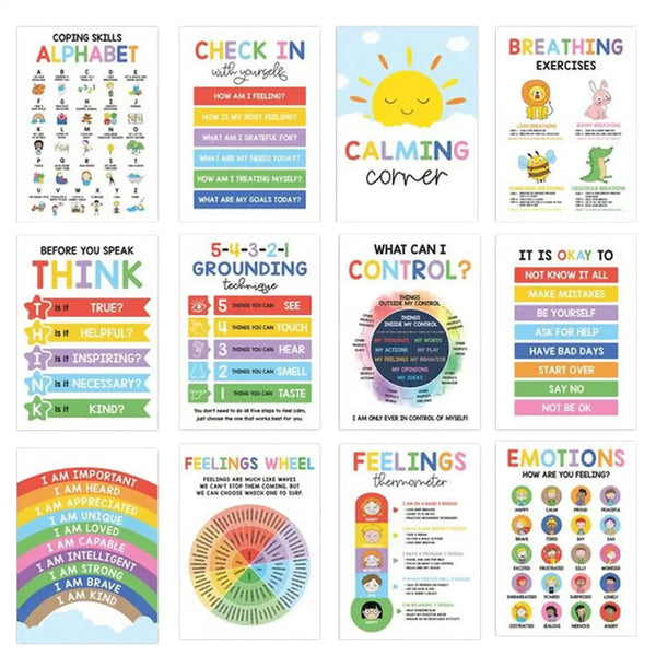 Calming Corner Posters Set of 12 for Emotional Growth