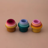 Silicone Hourglass Stacking Cups Montessori Teether Toy 0-36M