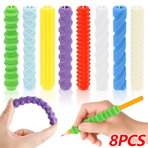 8 Pcs Silicone Pen Grips for Children and Adults - Ergonomic Aid