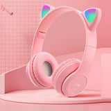 Cat Ear Bluetooth Headphones with LED Light for Kids