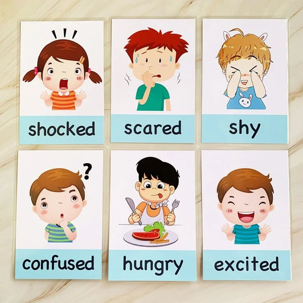 Montessori Baby Emotion Learning Cards - 12 Pack, 80x110mm