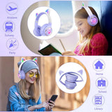 RGB Cat Ear Wireless Headphones for Kids, Bluetooth Stereo