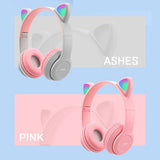 Cat Ear Bluetooth Headphones with LED Light for Kids