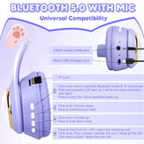RGB Cat Ear Wireless Headphones for Kids, Bluetooth Stereo