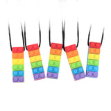 Rainbow Brick Silicone Teether Necklace - 5 Pack for Kids