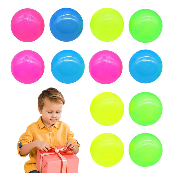 Glow in Dark Sticky Ceiling Balls - 4/6/12 Pack for Kids