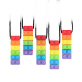 Rainbow Brick Silicone Teether Necklace - 5 Pack for Kids
