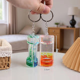 Liquid Motion Timer Keychain Colorful Hourglass Bag Charm