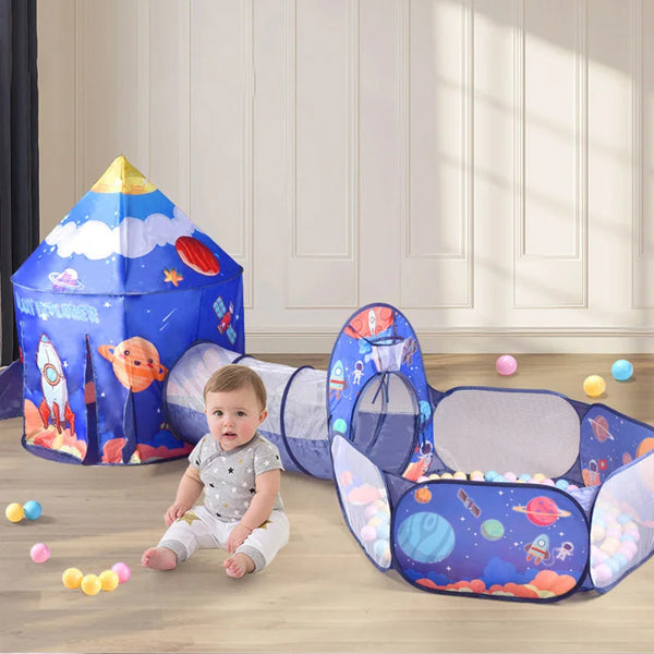 3 in 1 Portable Children's Tent with Tunnel and Ball Pit