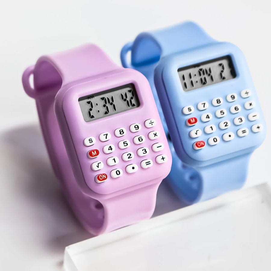 Children's Digital Watch with Calculator and Rubber Strap