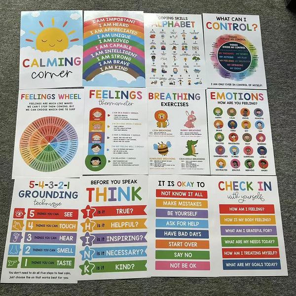 12 Calming Corner Emotion Posters for Classroom Decor