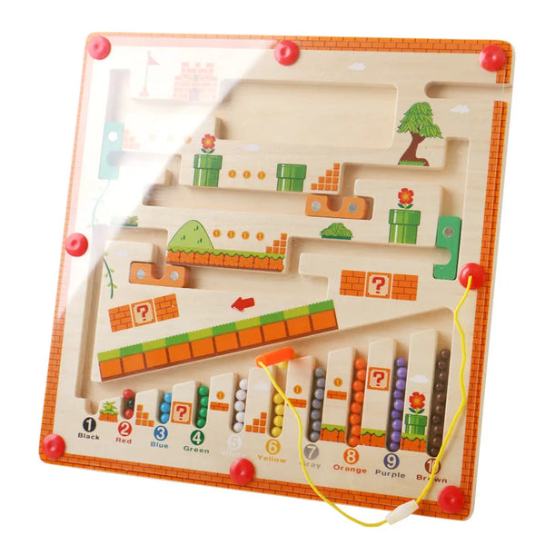 Magnetic Colour & Number Maze Wooden Puzzle Board
