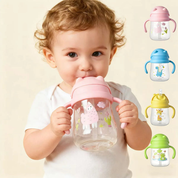270ml Baby Training Straw Cup with Double Handles - PP Material