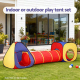 Keezi Kids 3-in-1 Play Tent Teepee with Tunnel for Indoor Outdoor