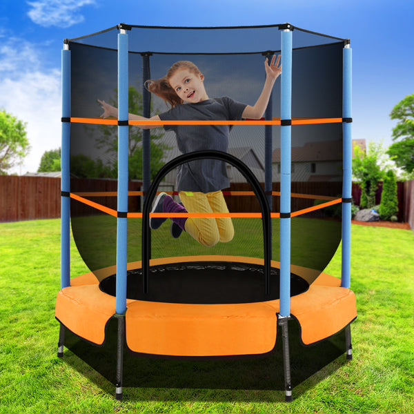 Everfit 4.5FT Kids Trampoline with Safety Net - Orange