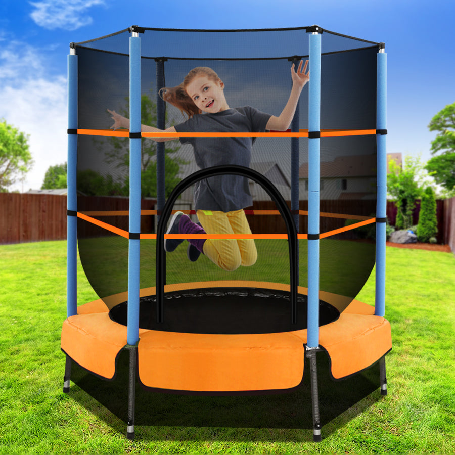 Everfit 4.5FT Kids Trampoline with Safety Net - Orange