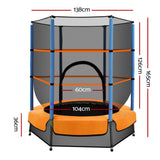 Everfit 4.5FT Kids Trampoline with Safety Net - Orange